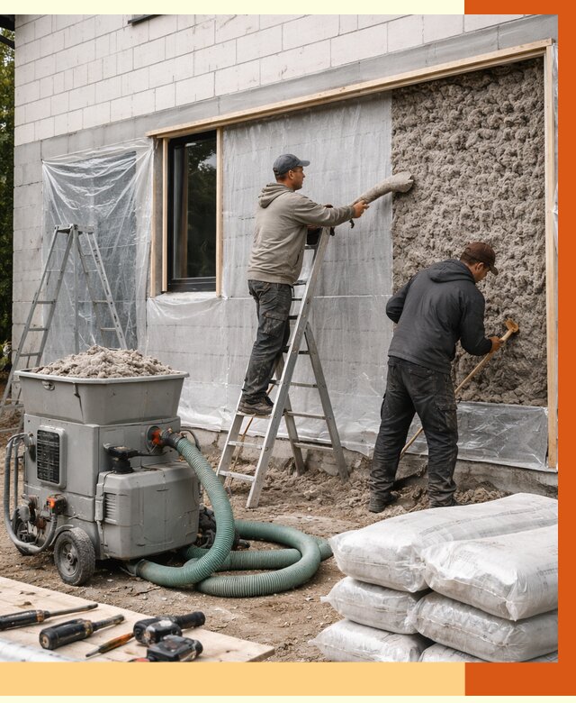 Утепление дома из газобетона эковатой в Соколе от 4689 руб./м2 | ТепломастерСкл
