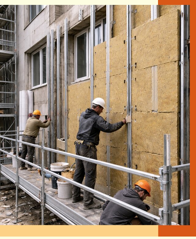 Утепление вентилируемого фасада в Соколе от 5835 руб/м2 — монтаж и утепление вентфасад | ТепломастерСкл
